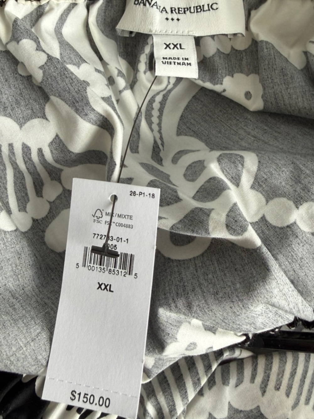 Banana Republic Factory B&W Poplin Elastic Floral-Print Midi Dress Size XXL NWT - Picture 8 of 8